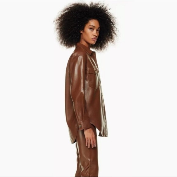 Wilfred The Ganna Vegan Leather Shirt Jacket Brown Size M - Picture 2 of 16